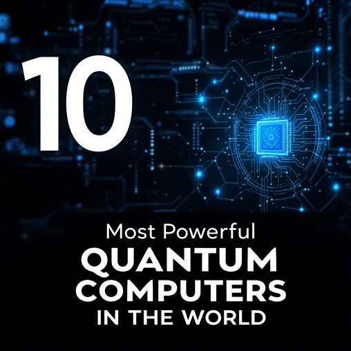 a quantum themed image with 10 most powerful quantum computers in the world text on it